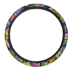 Colorful Leaves Tropical Pattern Print Car Steering Wheel Cover