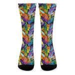 Colorful Leaves Tropical Pattern Print Crew Socks