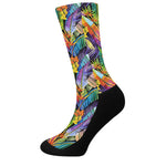 Colorful Leaves Tropical Pattern Print Crew Socks