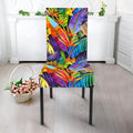 Colorful Leaves Tropical Pattern Print Dining Chair Slipcover