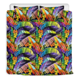 Colorful Leaves Tropical Pattern Print Duvet Cover Bedding Set