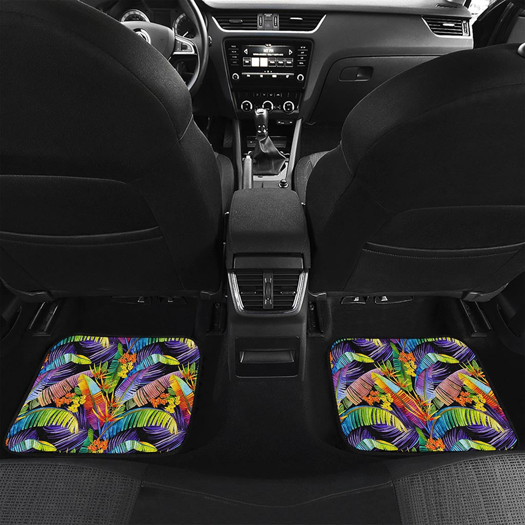 Colorful Leaves Tropical Pattern Print Front and Back Car Floor Mats