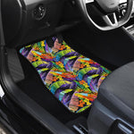 Colorful Leaves Tropical Pattern Print Front and Back Car Floor Mats