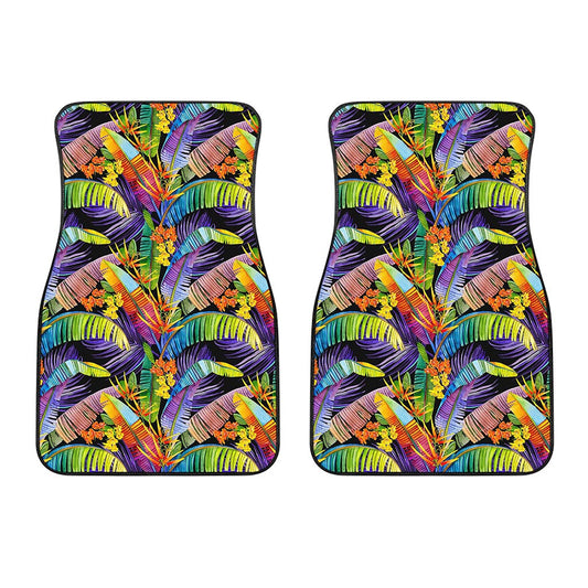 Colorful Leaves Tropical Pattern Print Front Car Floor Mats