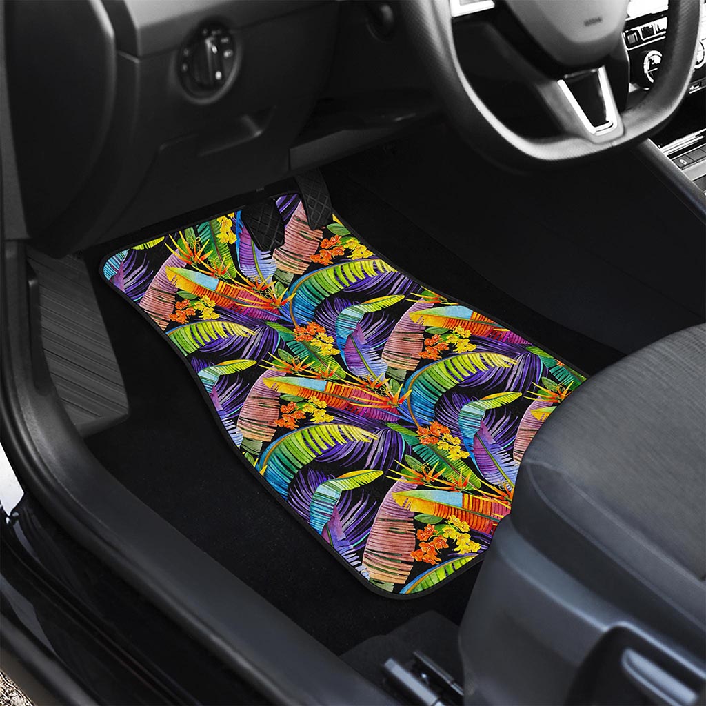 Colorful Leaves Tropical Pattern Print Front Car Floor Mats