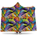 Colorful Leaves Tropical Pattern Print Hooded Blanket