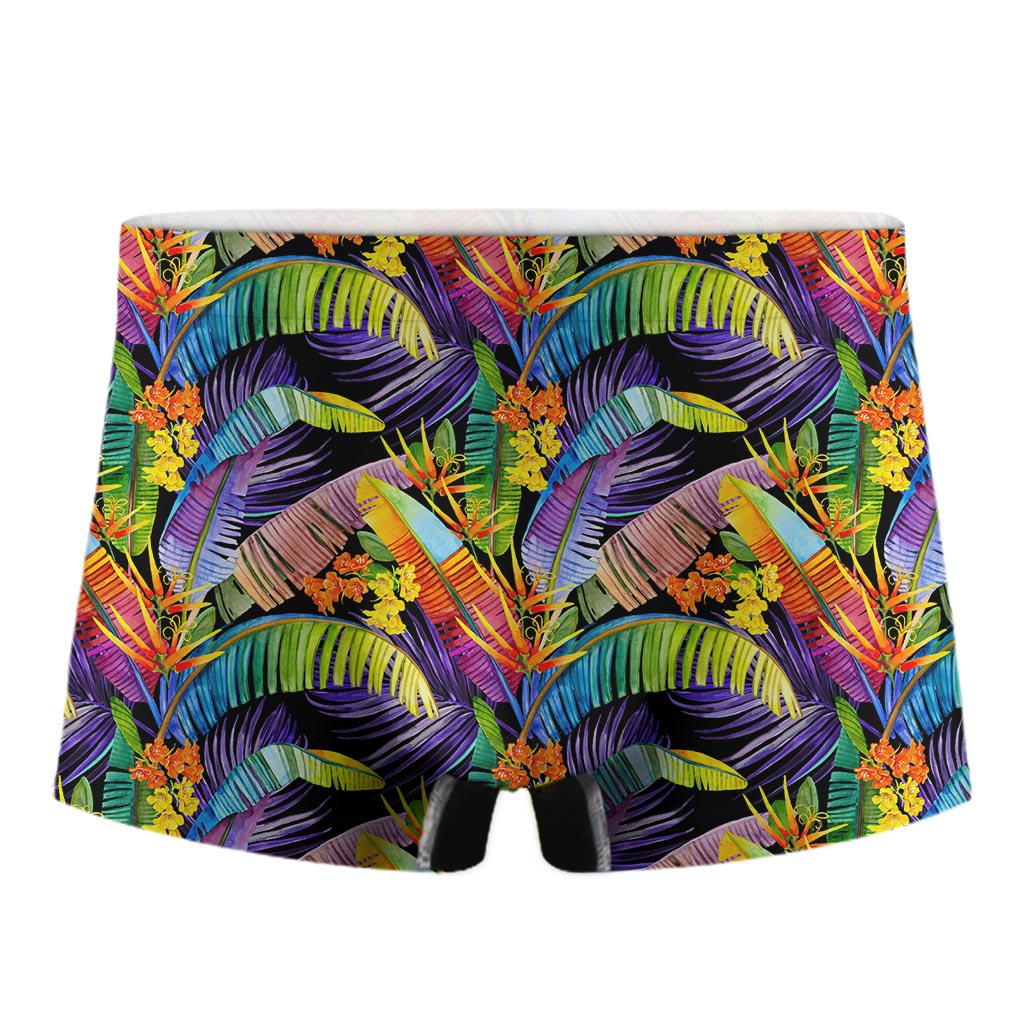 Colorful Leaves Tropical Pattern Print Men's Boxer Briefs