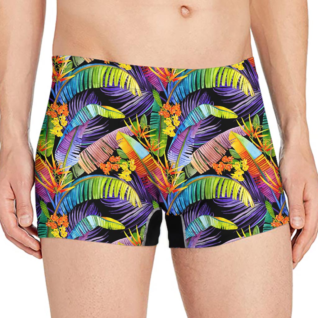 Colorful Leaves Tropical Pattern Print Men's Boxer Briefs