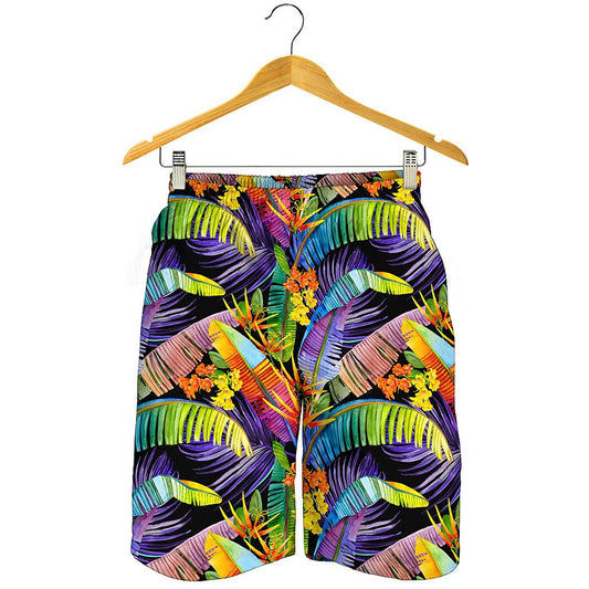 Colorful Leaves Tropical Pattern Print Men's Shorts
