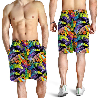 Colorful Leaves Tropical Pattern Print Men's Shorts