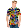 Colorful Leaves Tropical Pattern Print Men's T-Shirt