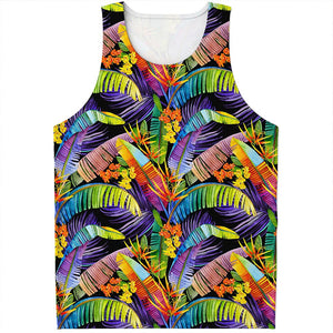 Colorful Leaves Tropical Pattern Print Men's Tank Top