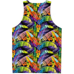 Colorful Leaves Tropical Pattern Print Men's Tank Top