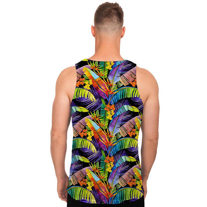 Colorful Leaves Tropical Pattern Print Men's Tank Top
