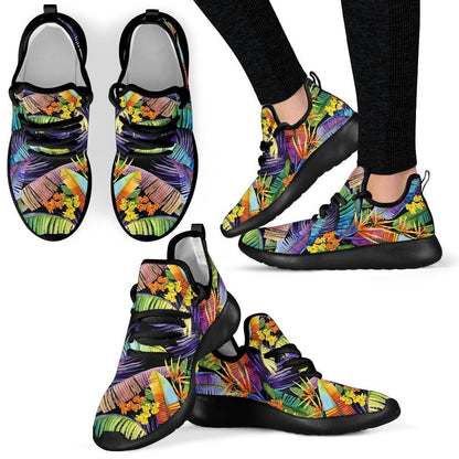 Colorful Leaves Tropical Pattern Print Mesh Knit Shoes GearFrost