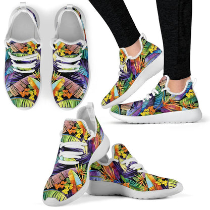 Colorful Leaves Tropical Pattern Print Mesh Knit Shoes GearFrost