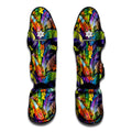 Colorful Leaves Tropical Pattern Print Muay Thai Shin Guards
