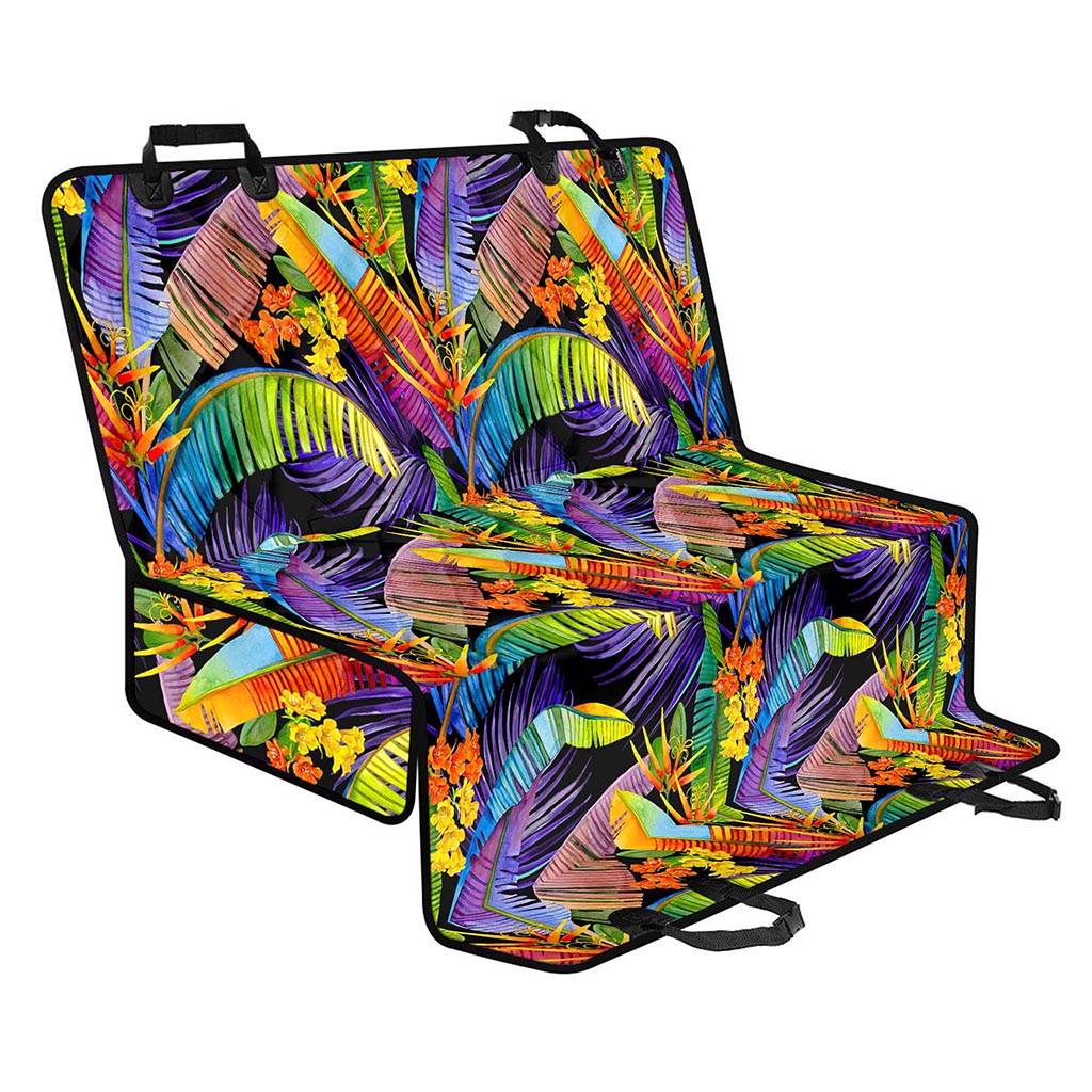 Colorful Leaves Tropical Pattern Print Pet Car Back Seat Cover