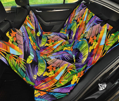 Colorful Leaves Tropical Pattern Print Pet Car Back Seat Cover