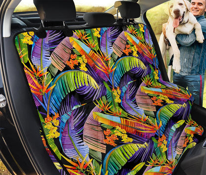 Colorful Leaves Tropical Pattern Print Pet Car Back Seat Cover