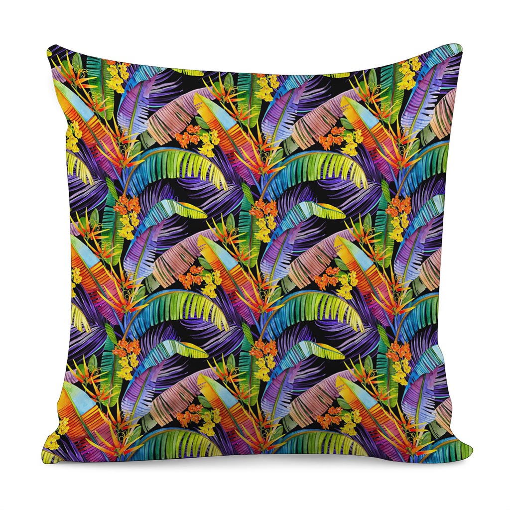 Colorful Leaves Tropical Pattern Print Pillow Cover