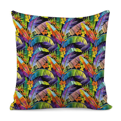 Colorful Leaves Tropical Pattern Print Pillow Cover