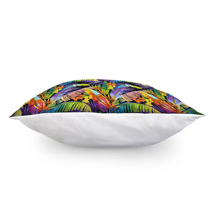 Colorful Leaves Tropical Pattern Print Pillow Cover