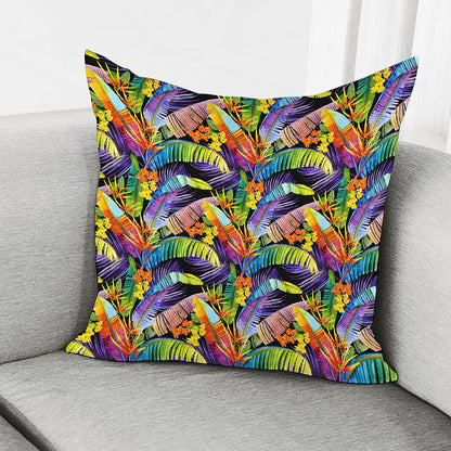 Colorful Leaves Tropical Pattern Print Pillow Cover