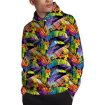 Colorful Leaves Tropical Pattern Print Pullover Hoodie