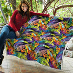 Colorful Leaves Tropical Pattern Print Quilt