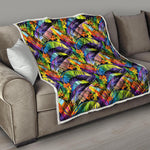 Colorful Leaves Tropical Pattern Print Quilt