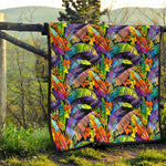 Colorful Leaves Tropical Pattern Print Quilt