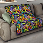 Colorful Leaves Tropical Pattern Print Quilt