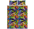 Colorful Leaves Tropical Pattern Print Quilt Bed Set