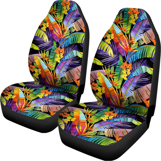 Colorful Leaves Tropical Pattern Print Universal Fit Car Seat Covers