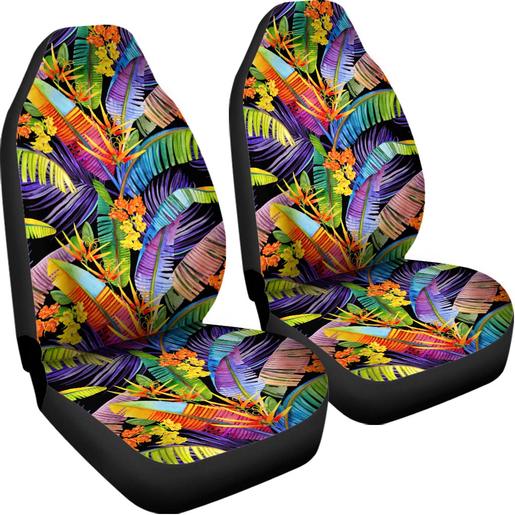Colorful Leaves Tropical Pattern Print Universal Fit Car Seat Covers