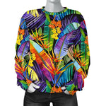 Colorful Leaves Tropical Pattern Print Women's Crewneck Sweatshirt GearFrost
