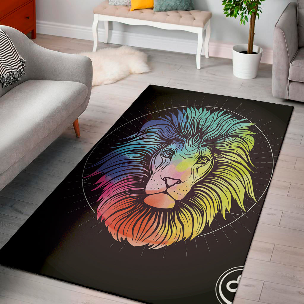 Colorful Leo Sign Print Area Rug