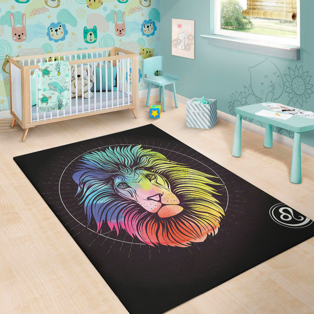 Colorful Leo Sign Print Area Rug