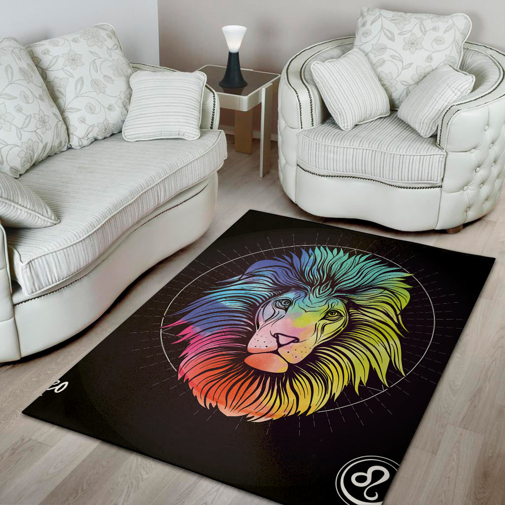 Colorful Leo Sign Print Area Rug
