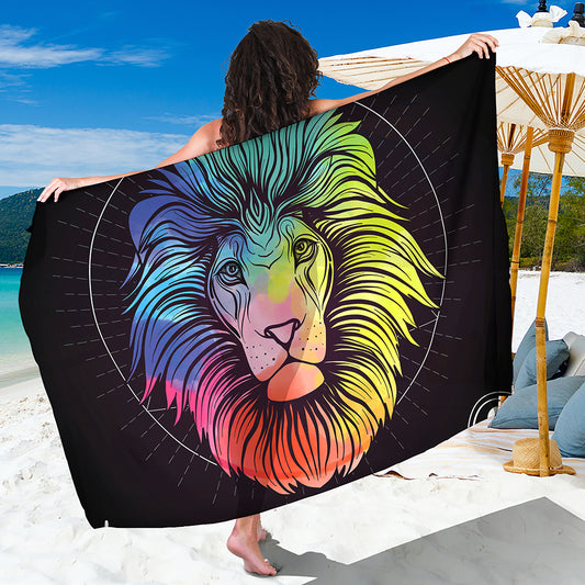 Colorful Leo Sign Print Beach Sarong Wrap
