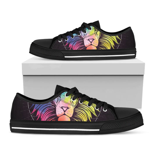 Colorful Leo Sign Print Black Low Top Shoes 