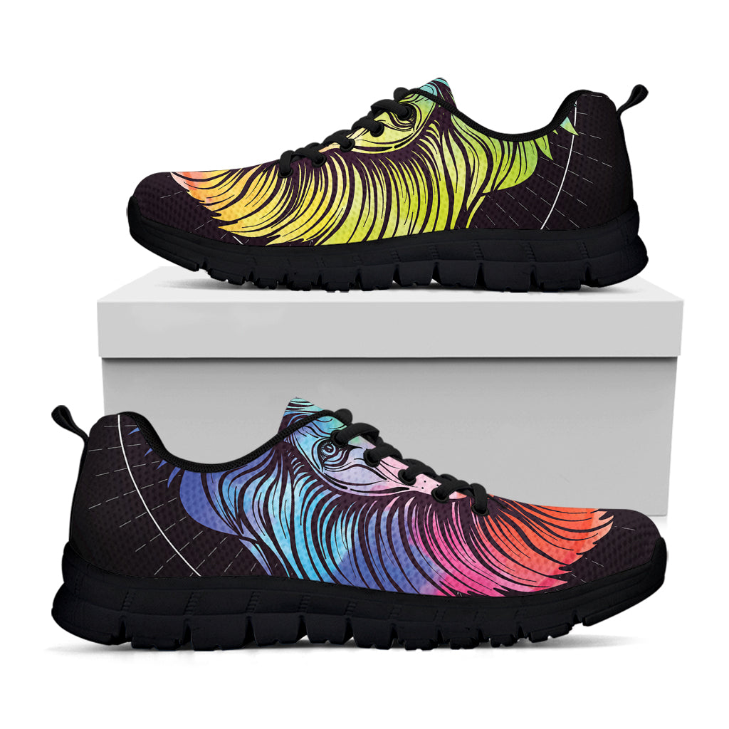 Colorful Leo Sign Print Black Sneakers