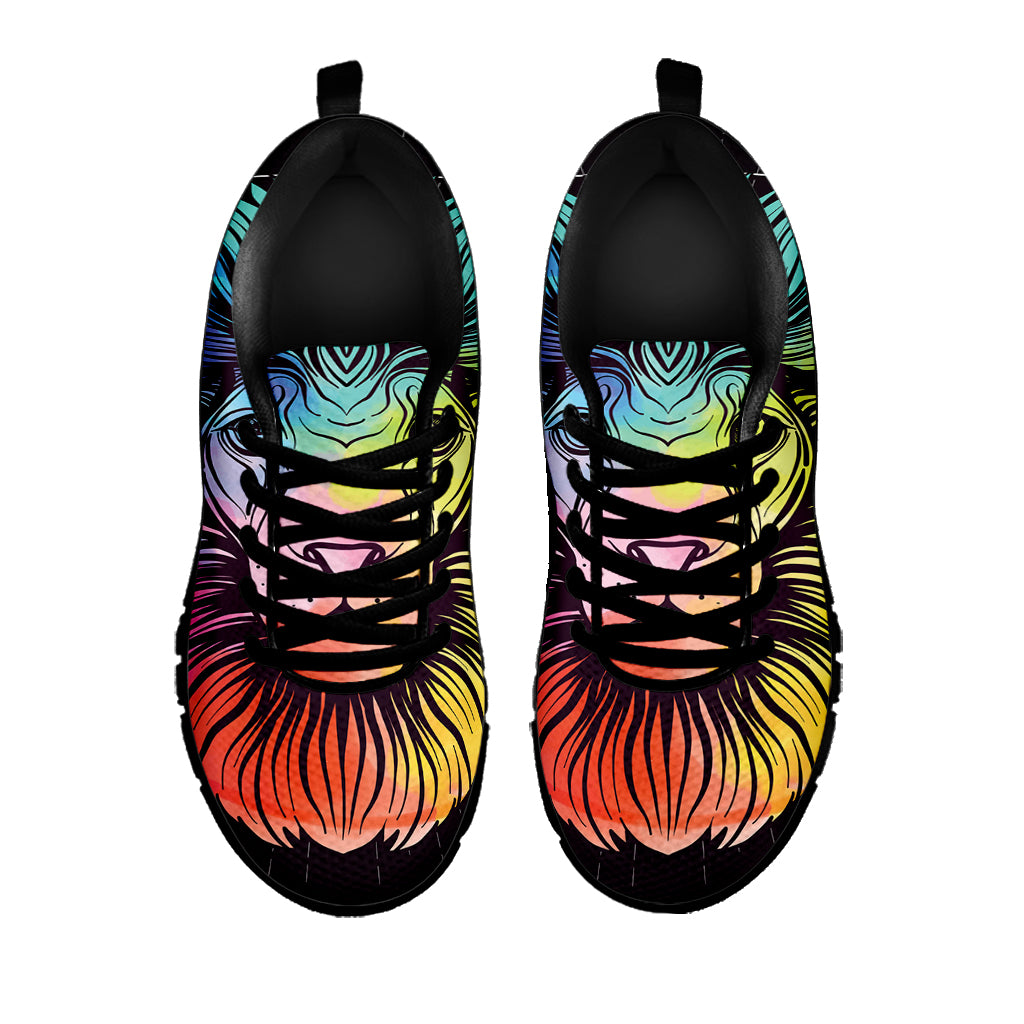 Colorful Leo Sign Print Black Sneakers