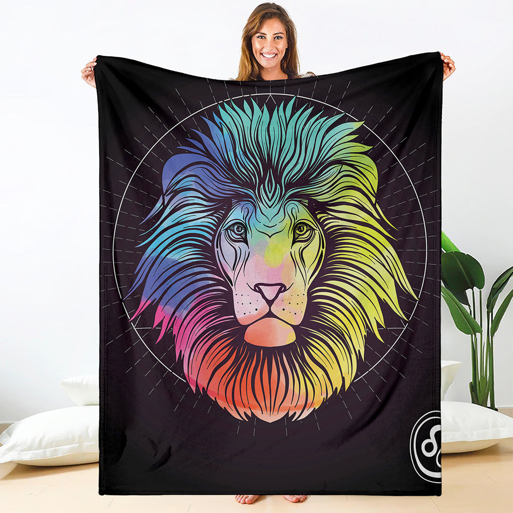 Colorful Leo Sign Print Blanket