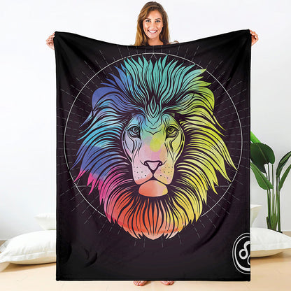 Colorful Leo Sign Print Blanket