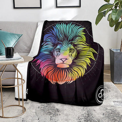 Colorful Leo Sign Print Blanket