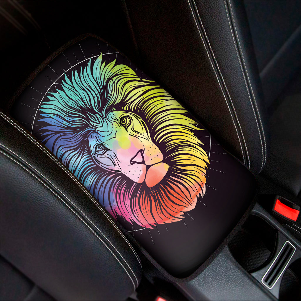 Colorful Leo Sign Print Car Center Console Cover
