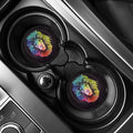 Colorful Leo Sign Print Car Coasters