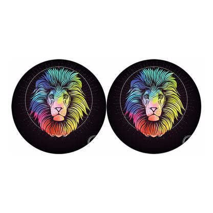 Colorful Leo Sign Print Car Coasters